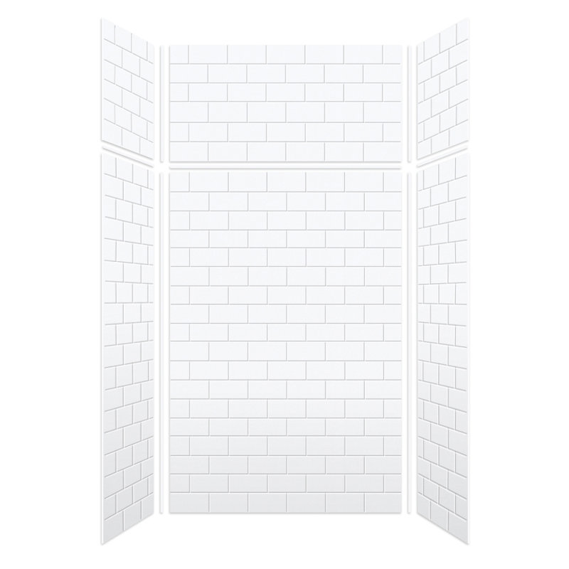SaraMar White Subway Tile 48" x 96" Shower Wall Kit