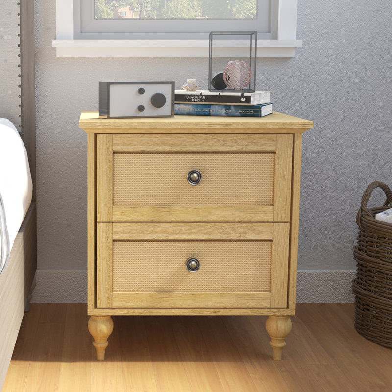 Sango Newcomb Rattan-Brown 2-Drawer Nightstand