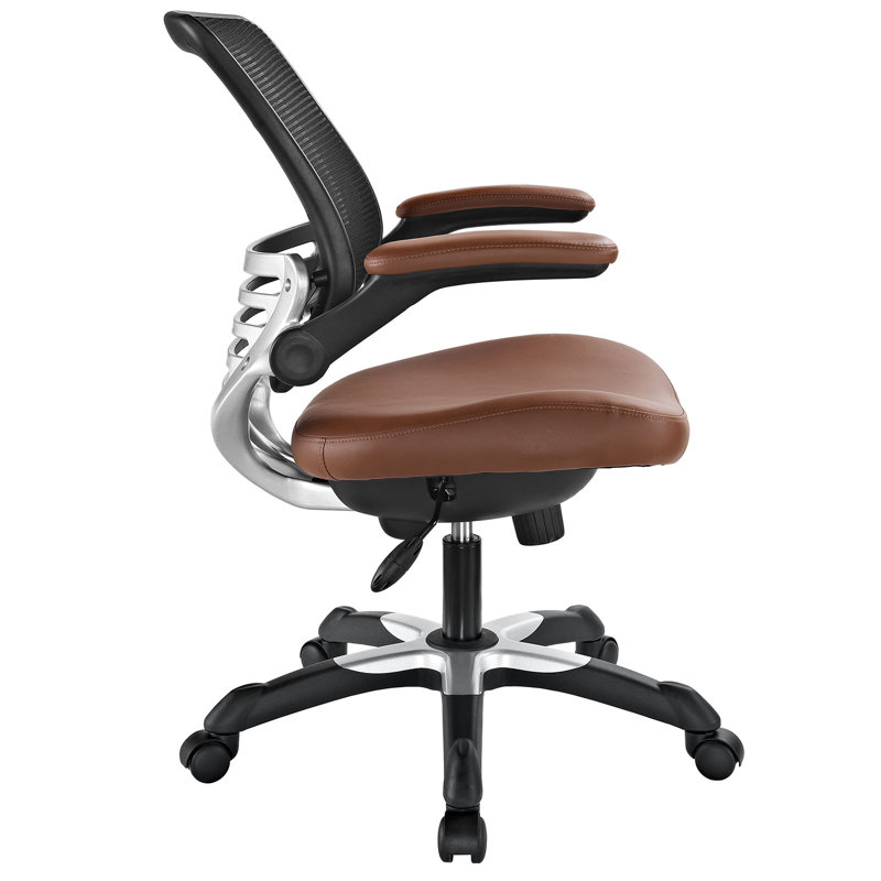 Edge Swivel Office Chair with Adjustable Arms in Tan Vinyl