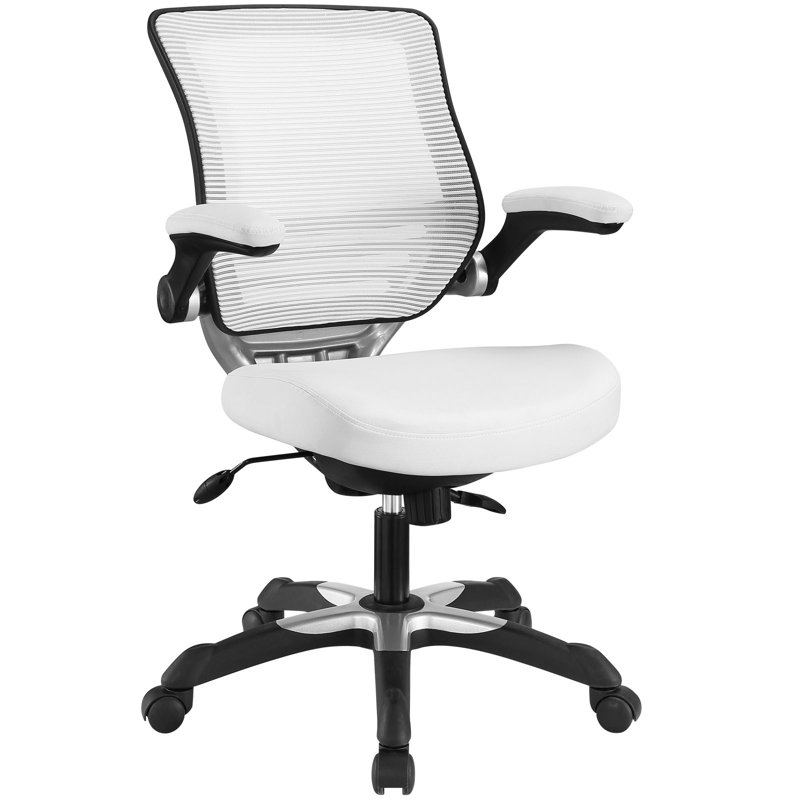 White Mesh and Leatherette Adjustable Office Chair
