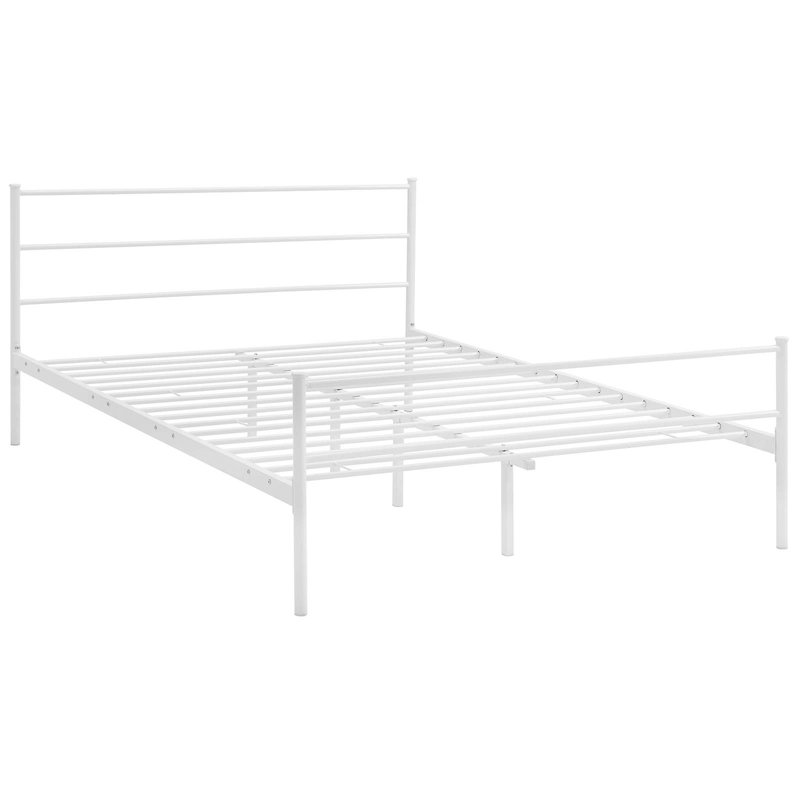 White Full Metal Platform Bed Frame with Headboard