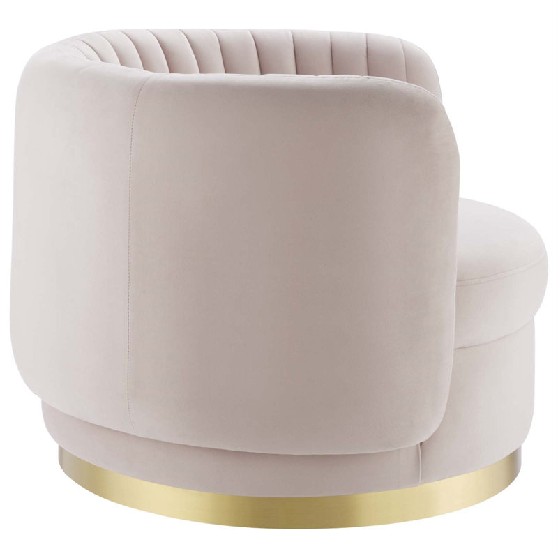 Gold Pink Velvet Swivel Accent Chair with Gold Metal Base