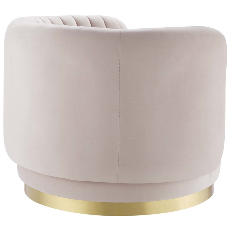 Gold Pink Velvet Swivel Accent Chair with Gold Metal Base