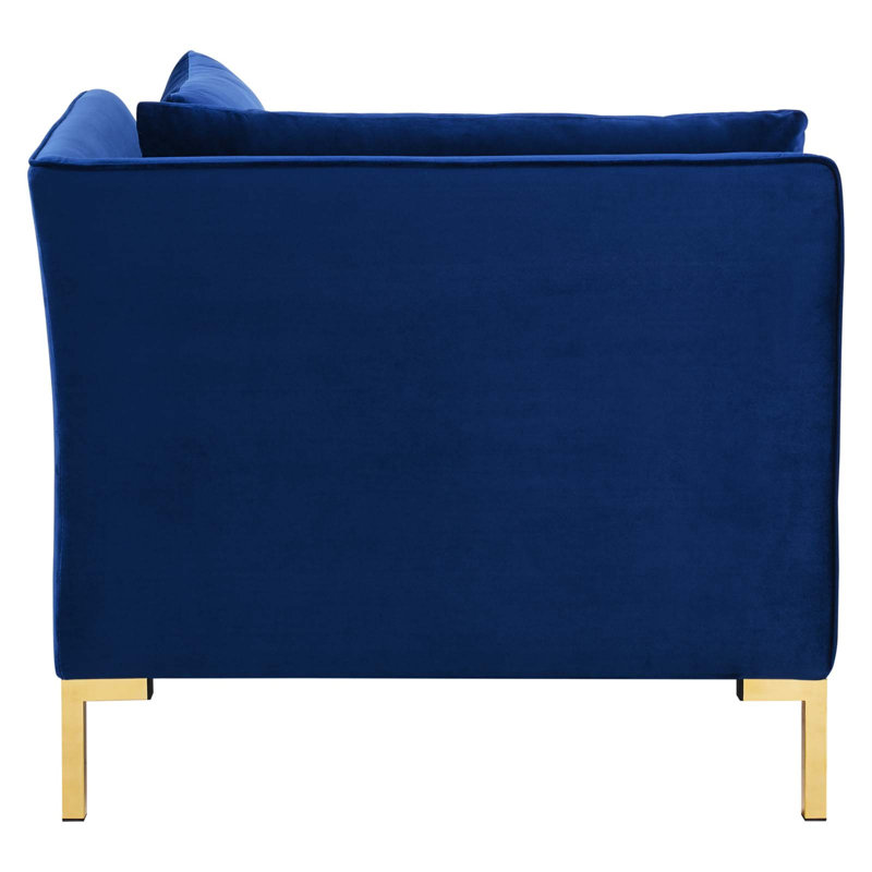 Navy Luxe Velvet 72" Loveseat with Gold Metal Legs