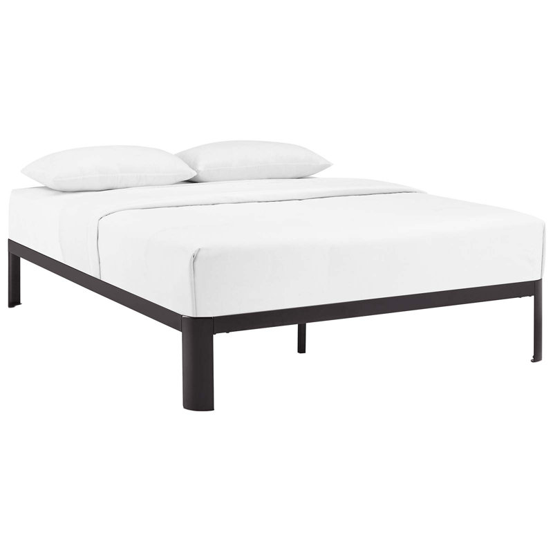 Corinne Modern Queen Metal Bed Frame with Wood Slats