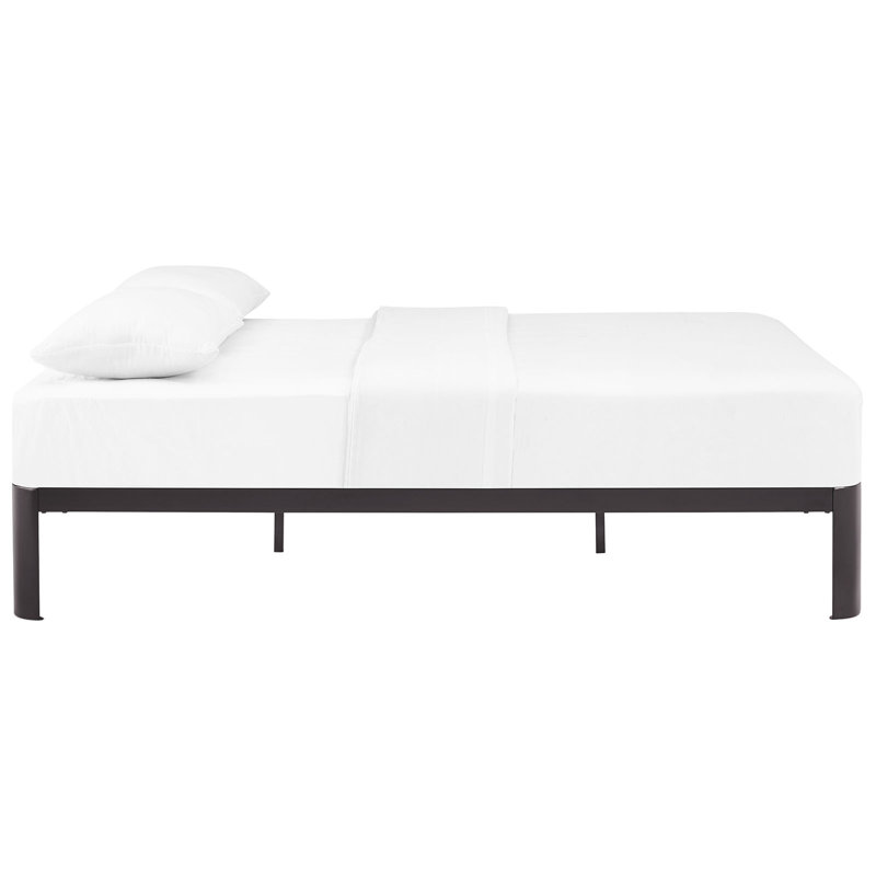 Corinne Modern Queen Metal Bed Frame with Wood Slats
