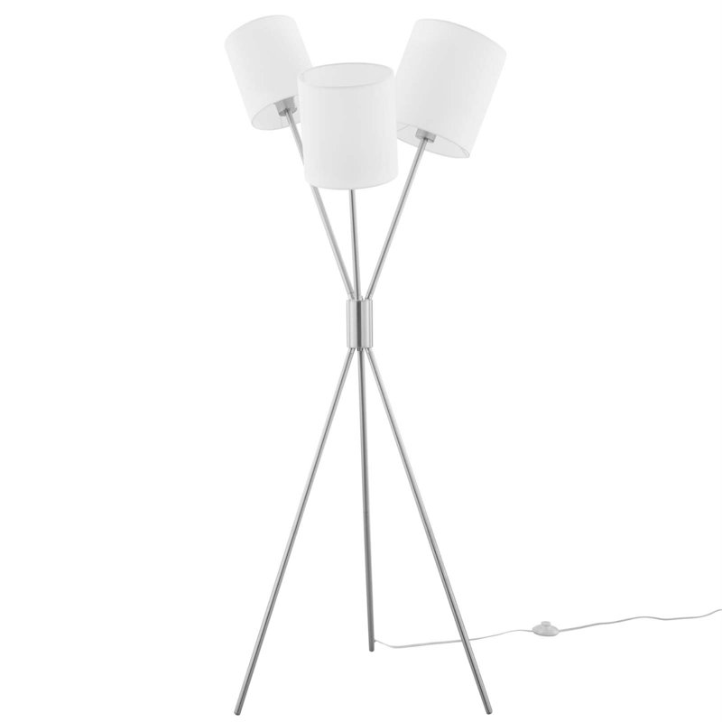Alexa Silver Tripod 3-Light Floor Lamp with Fabric Shades