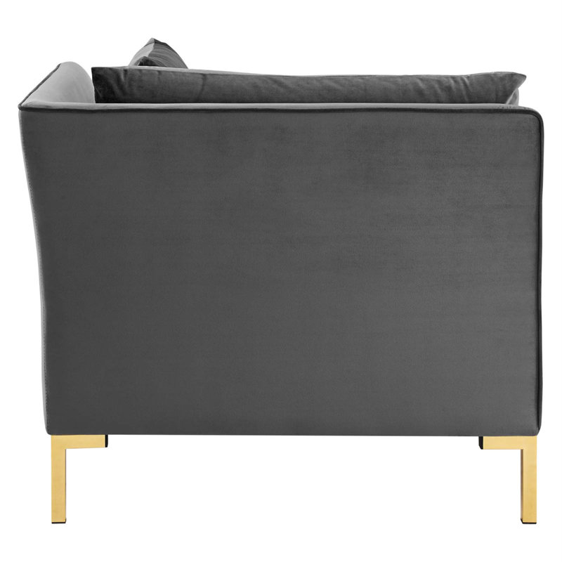 Ardent Luxe Velvet 72'' Gray Reception Loveseat