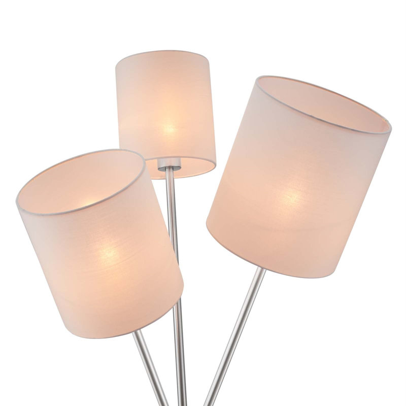 Alexa Silver Tripod 3-Light Floor Lamp with Fabric Shades