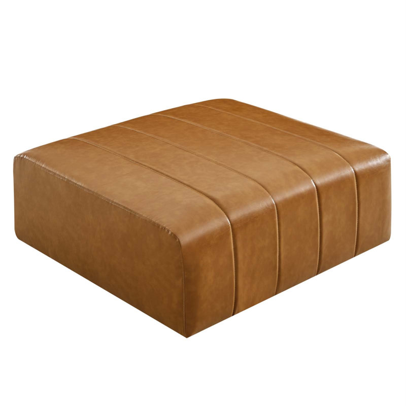 Bartlett 42'' Tan Vegan Leather Tufted Ottoman