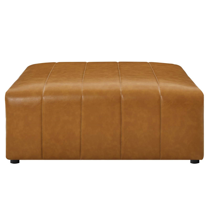 Bartlett 42'' Tan Vegan Leather Tufted Ottoman
