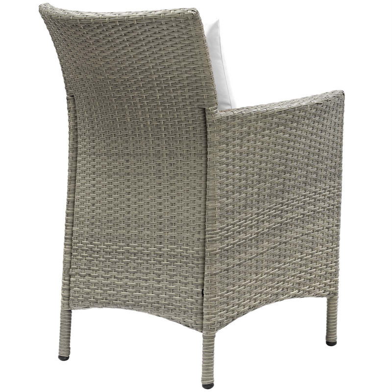 Conduit 49" Light Gray & White Outdoor Wicker Rattan Dining Armchair