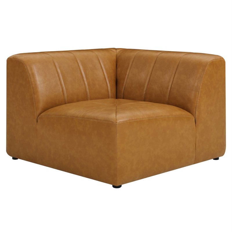 Bartlett Tan Vegan Leather Upholstered Corner Chair