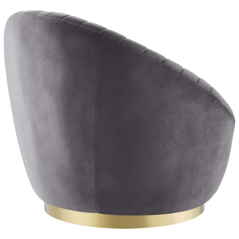 Gold Gray Velvet 32" Luxurious Swivel Accent Chair