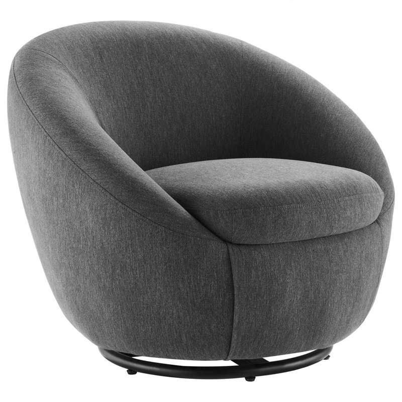 Charcoal Black Velvet Swivel Accent Chair with Metal Base