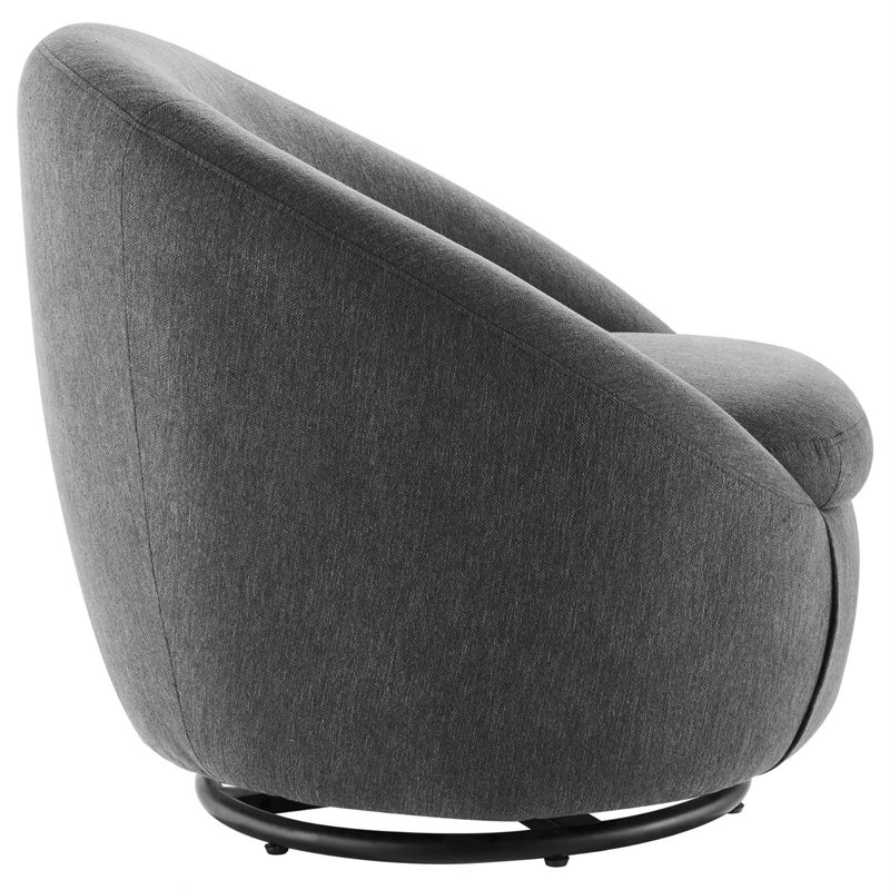 Charcoal Black Velvet Swivel Accent Chair with Metal Base