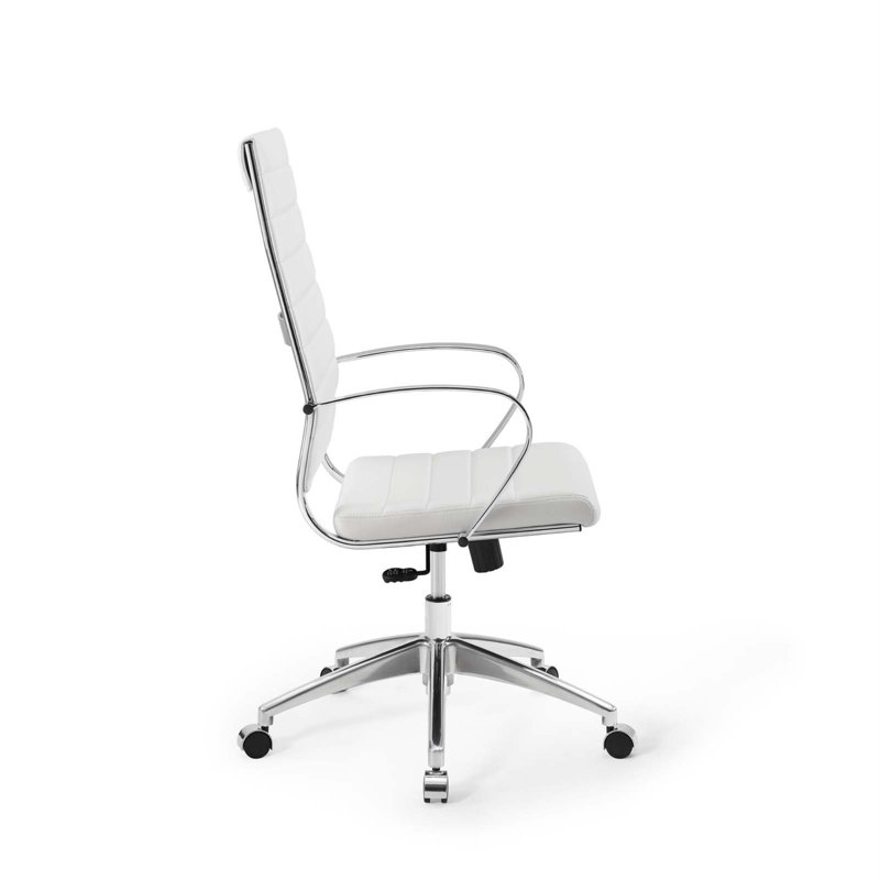Sailor's Delight High-Back White Vinyl Office Chair with Chrome Base