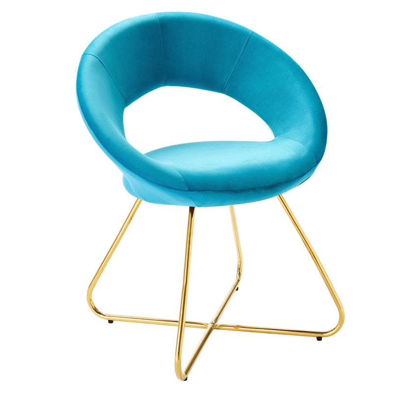 Elysian 22" Gold-Blue Velvet Upholstered Side Chair
