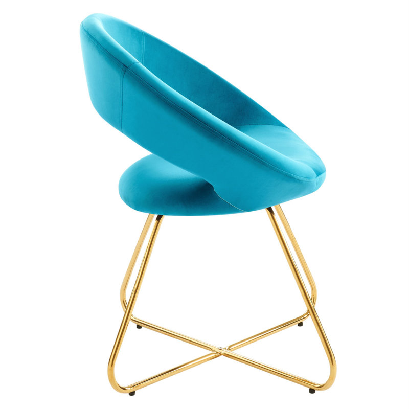 Elysian 22" Gold-Blue Velvet Upholstered Side Chair
