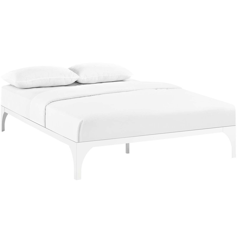 Ollie Full White Metal Slatted Bed Frame