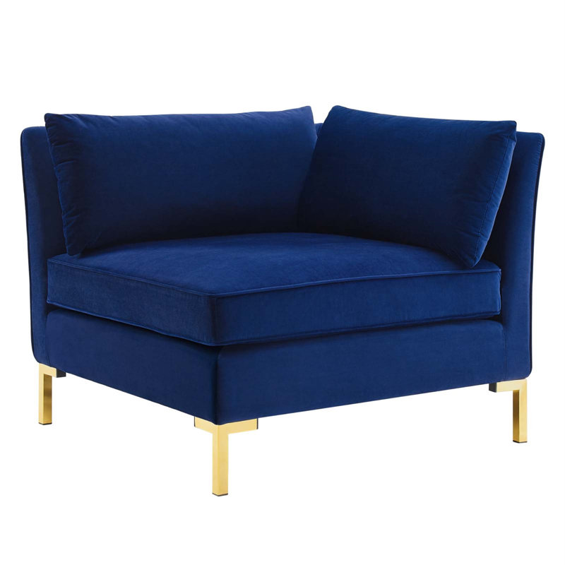 Navy Luxe Velvet 72" Loveseat with Gold Metal Legs