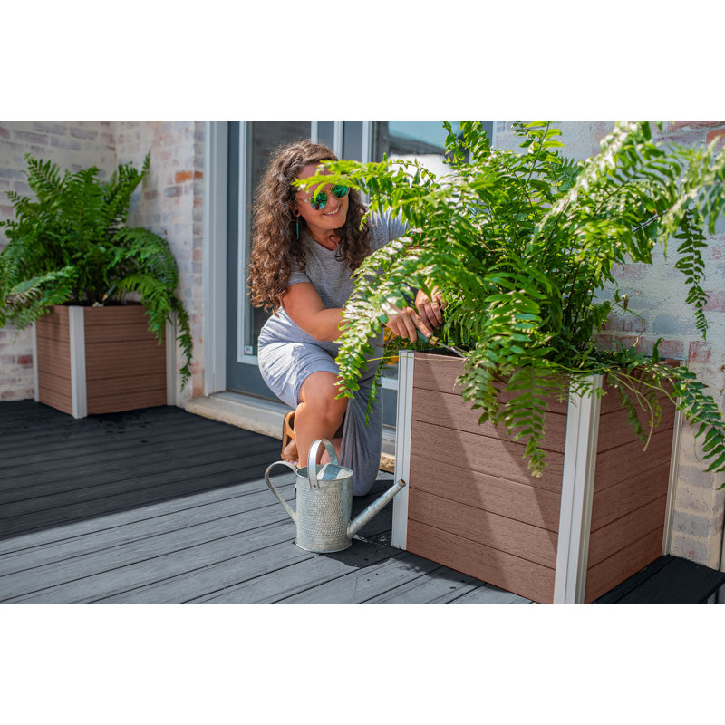 Urbana 22" Espresso Brown Embossed Vinyl Cube Planter