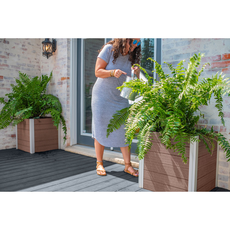 Urbana 22" Espresso Brown Embossed Vinyl Cube Planter