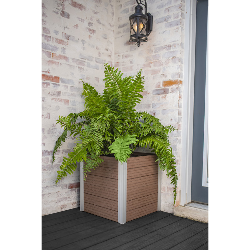 Urbana 22" Espresso Brown Embossed Vinyl Cube Planter