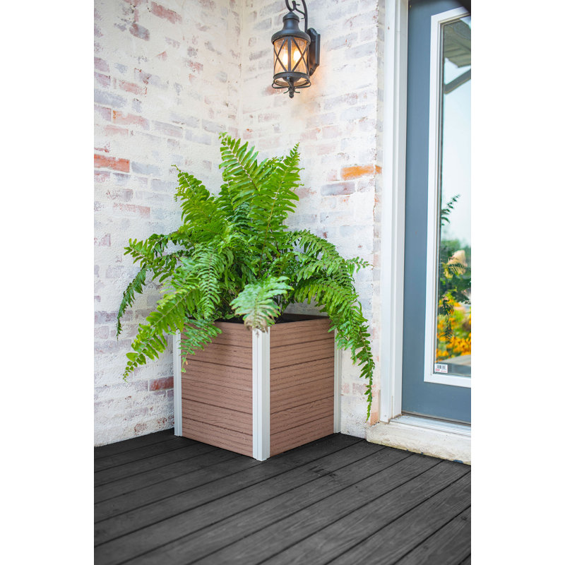 Urbana 22" Espresso Brown Embossed Vinyl Cube Planter