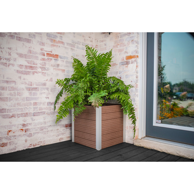 Urbana 22" Espresso Brown Embossed Vinyl Cube Planter