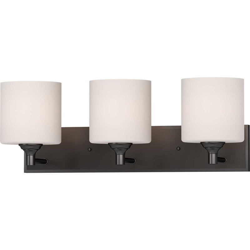 Milena Antique Bronze 3-Light Vanity with Frosted Glass Shades