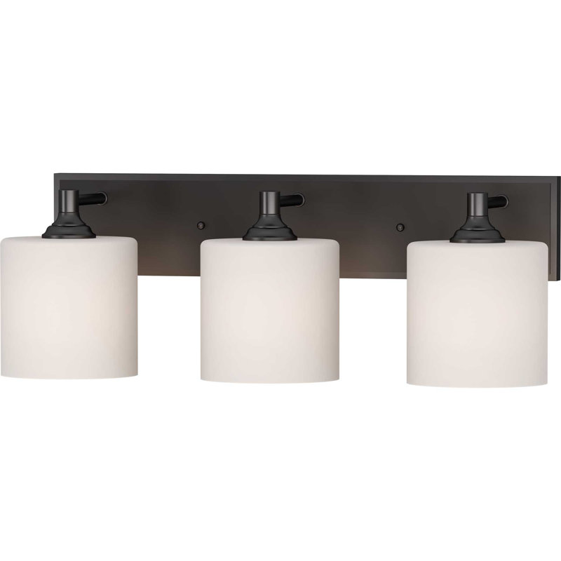 Milena Antique Bronze 3-Light Vanity with Frosted Glass Shades