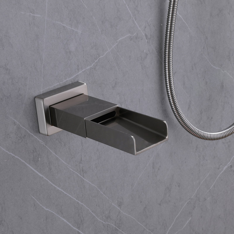 Brushed Nickel High Pressure Waterfall Spout Shower Kit