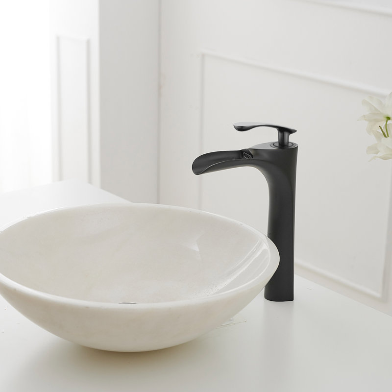 Matte Black Single Handle Vessel Sink Faucet with Drain