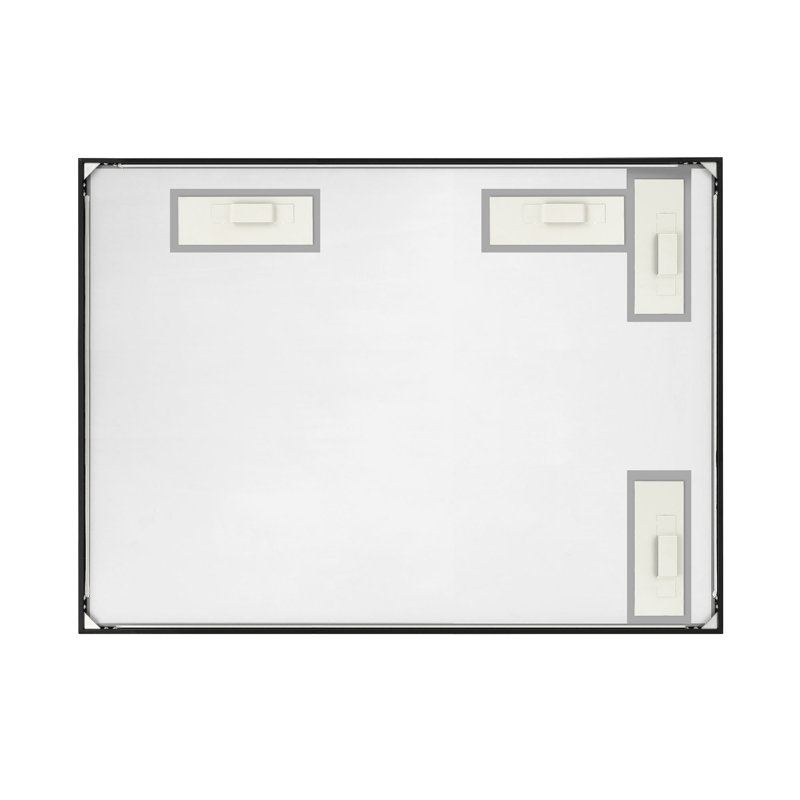 Sleek Modern Black Aluminum 30" x 24" Bathroom Vanity Mirror