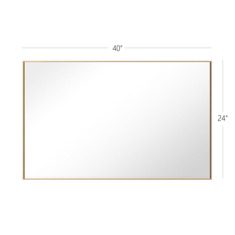 Sleek Modern 40"x24" Gold Aluminum Framed Vanity Mirror