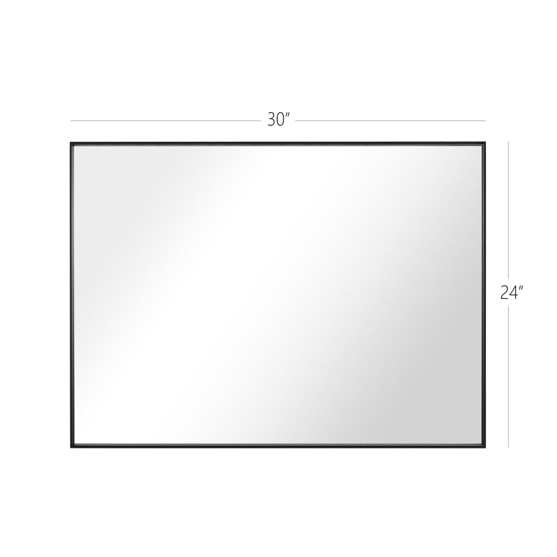 Sleek Modern Black Aluminum 30" x 24" Bathroom Vanity Mirror