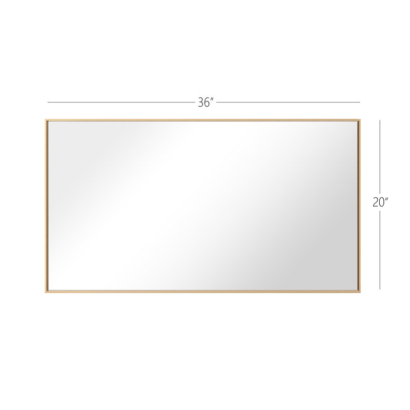 Sleek Gold Aluminum Framed Rectangular Bathroom Vanity Mirror 36"W x 20"H