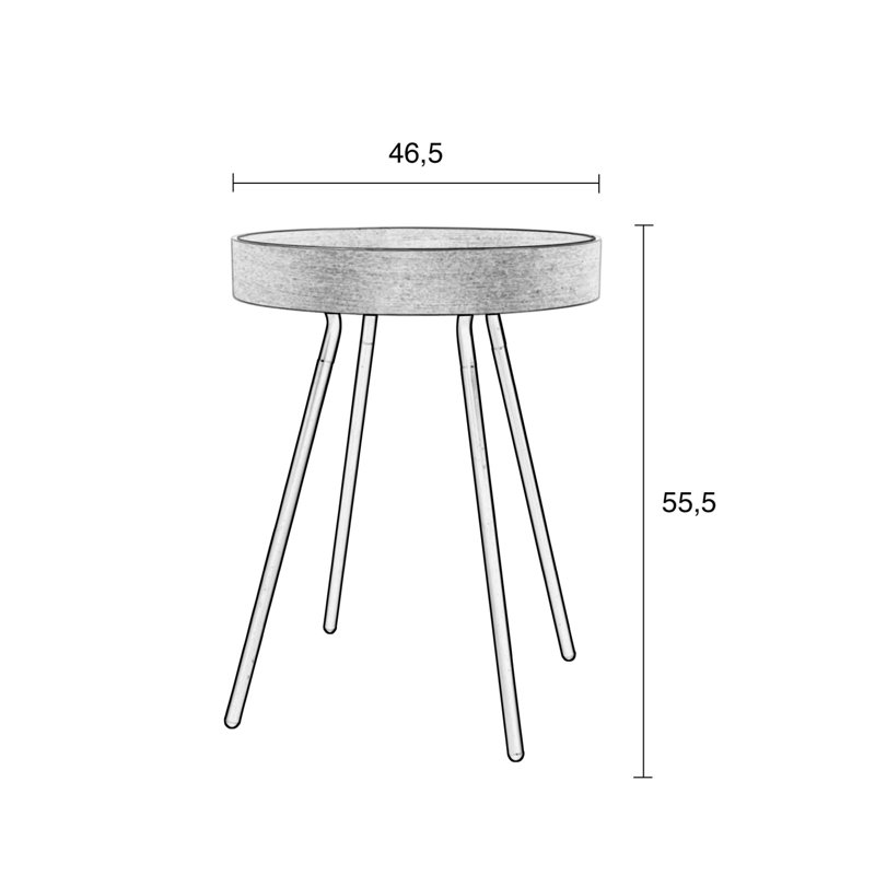 Round Brown MDF Tray Top End Table with Black Metal Legs