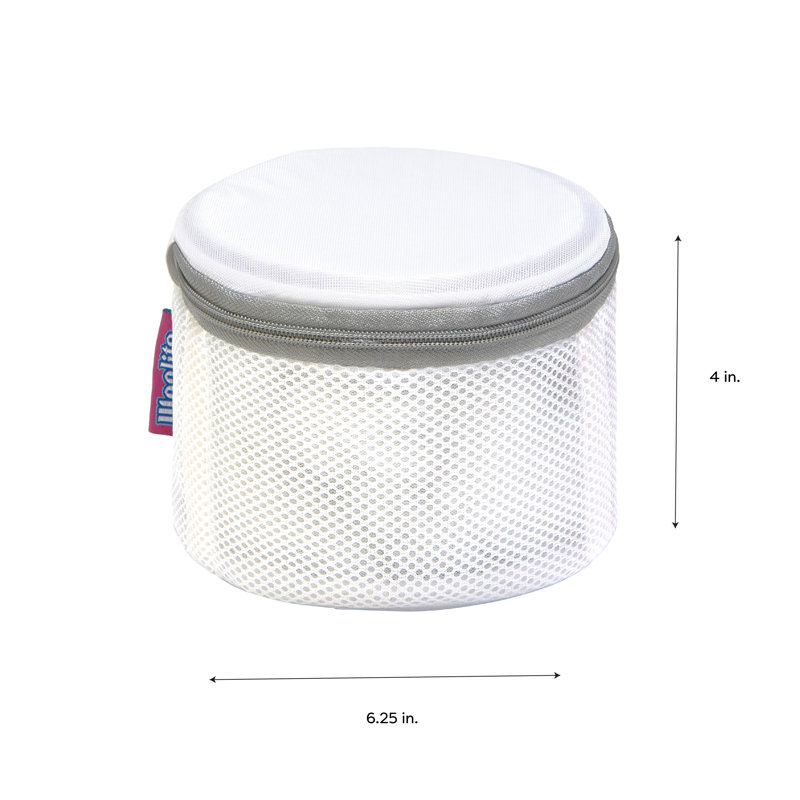 White Polyester Mesh Bra Wash Bags with Zip Closure, Set of 2