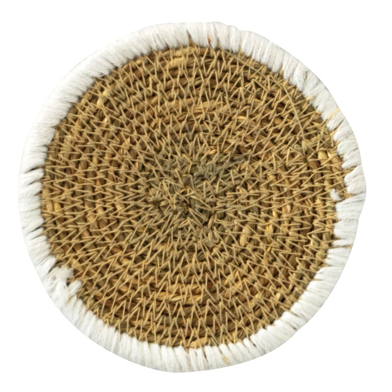 Natural Cork Coasters Set of 4 in White