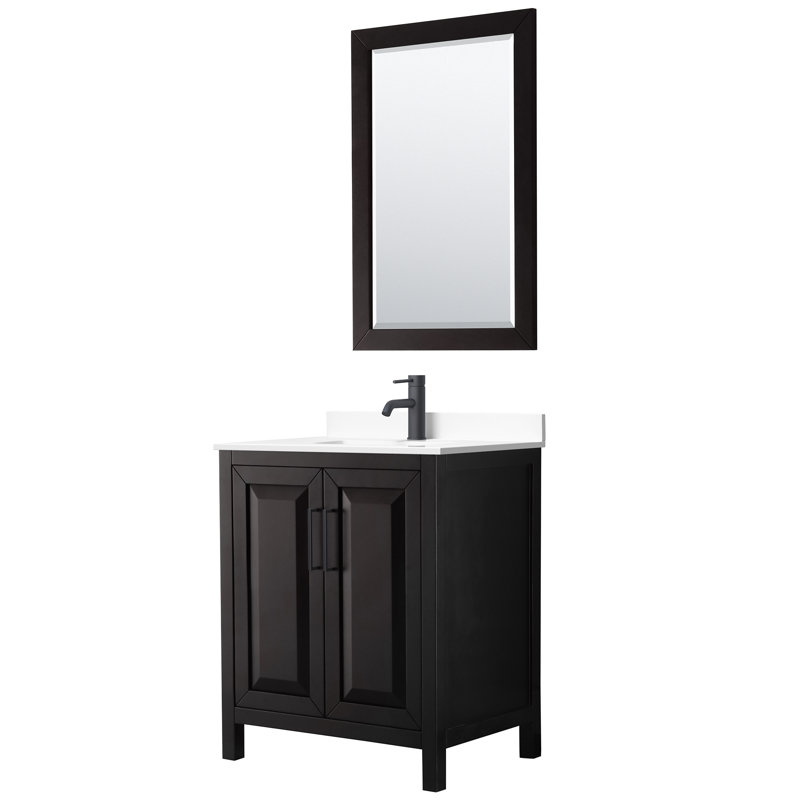 Daria Dark Espresso 30'' Single Vanity with Carrara Marble Top and Matte Black Hardware