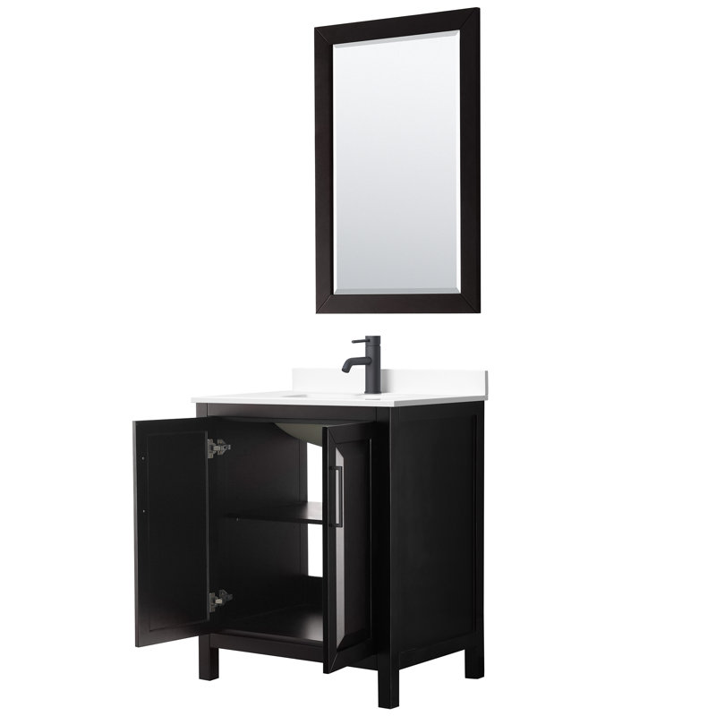 Daria Dark Espresso 30'' Single Vanity with Carrara Marble Top and Matte Black Hardware