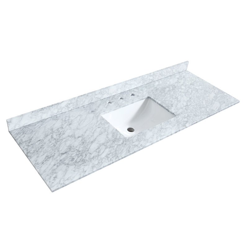 Deborah 60'' White Single Bathroom Vanity with Marble Top and Mirror