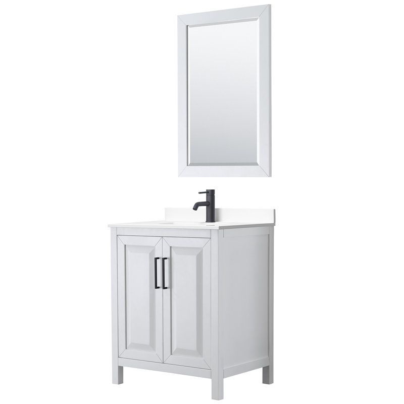 Daria 30" White Freestanding Vanity with Cultured Marble Top and Gold Trim