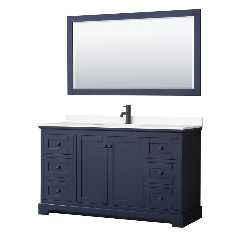 Avery 60'' Dark Blue Marble Top Single Vanity