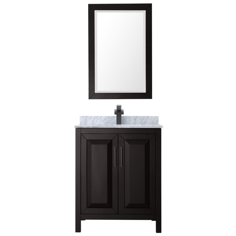 Daria Dark Espresso 30'' Single Vanity with Carrara Marble Top and Matte Black Hardware