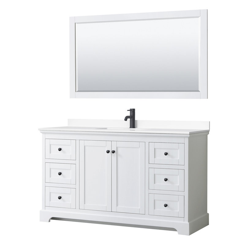 Avery 60'' White Single Bathroom Vanity with Marble Top