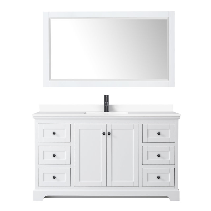 Avery 60'' White Single Bathroom Vanity with Marble Top