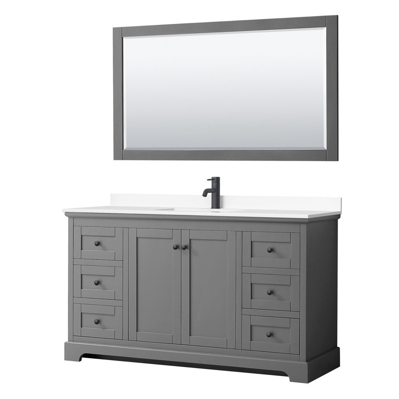 Avery 60'' Dark Gray Single Bathroom Vanity with Marble Top